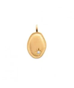 Pendentif Médaille Ovale En Plaqué Or Jaune Motif étoile Oxyde De Zirconium Oz Brillant Avec Ou Sans Gravure Bijou Personnalisé