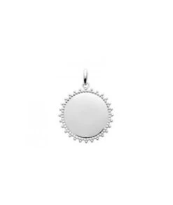 Pendentif Médaille Ronde 20 Mm Dentelée En Argent Rhodié à Graver Avec Ou Sans Gravure