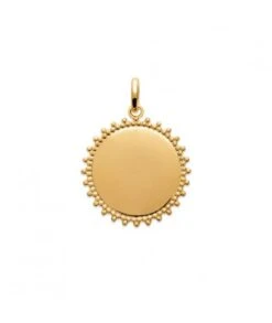 Pendentif Médaille Ronde 20 Mm Dentelée En Plaqué Or à Graver Avec Ou Sans Gravure