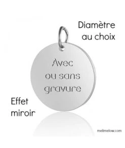 Pendentif Médaille Ronde • Polissage Effet Miroir • Diamètre Au Choix • Avec Ou Sans Gravure • Acier Inoxydable