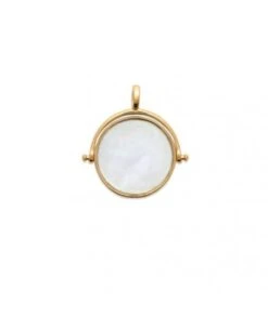 Pendentif Pivotant à Graver • Plaqué Or Et Nacre