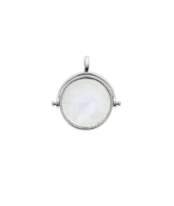 Pendentif Pivotant à Graver • Argent Rhodié Et Nacre
